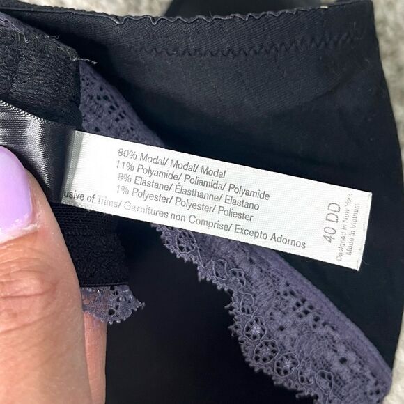 Adore Me Bra Women’s 40DD Black and Purple Lace Trim - Picture 5 of 6